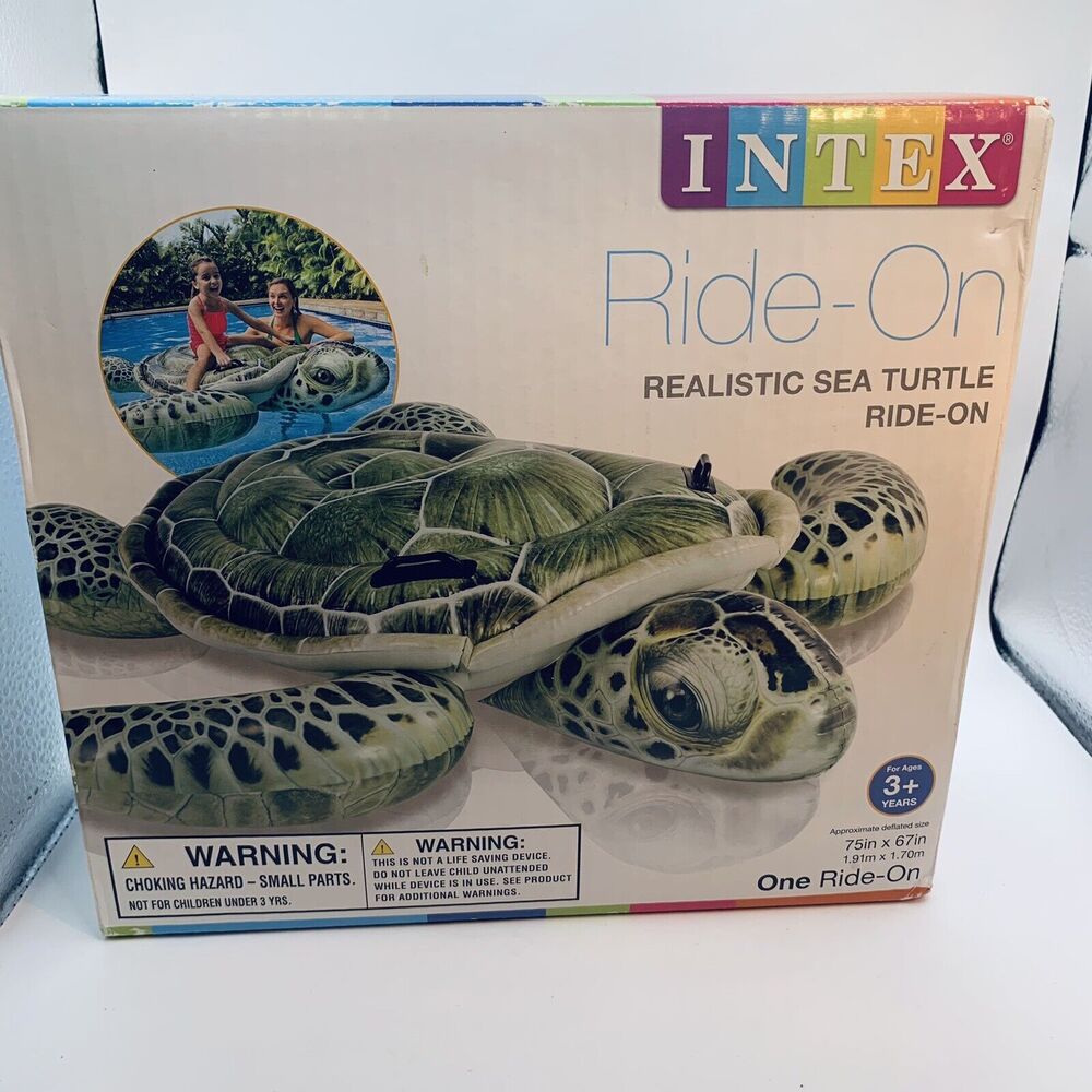 Intex Ride on Realistic Sea Inflatable Floating Raft Turtle Ages 3+